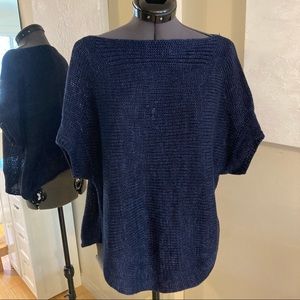 Vince dark navy flecked linen boatneck sweater